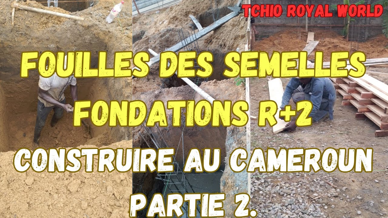 ￼Fouilles des semelles et beton de proprete, Construction immeuble R+2 ,soubassements, Partie 2.