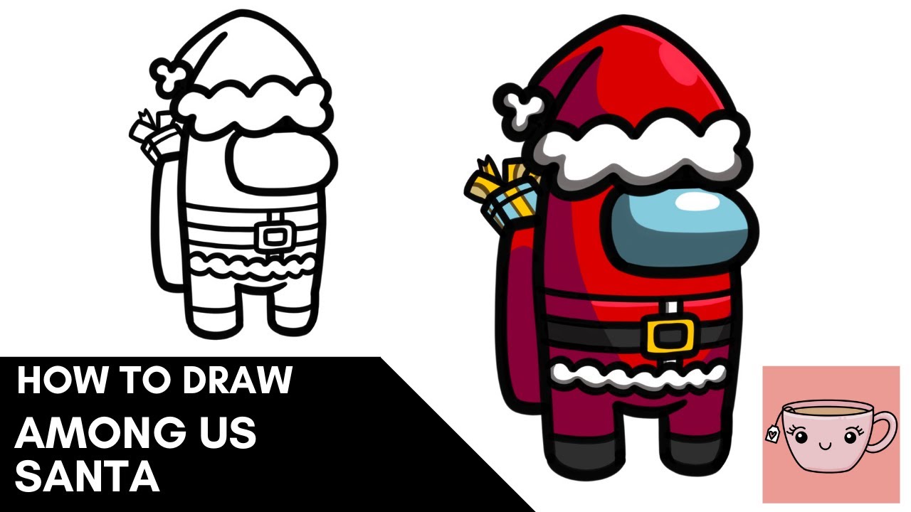 How To Draw Among Us Santa | Christmas Hat | Easy Step By Step Drawing Tutorial