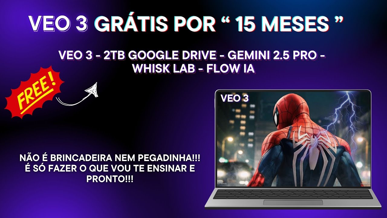 GOOGLE VEO 3 GRÁTIS POR 15 MESES : GEMINI PRO + VEO 3 + FLOW + GOOGLE DRIVE 2TB + WHISK IA [ 2025 ]