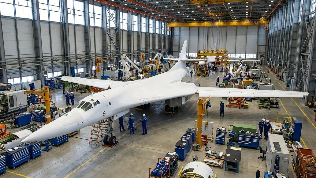 Tu-160 Blackjack Factory: Variable-Sweep Wing Mechanics & Anti-Flash White Coating