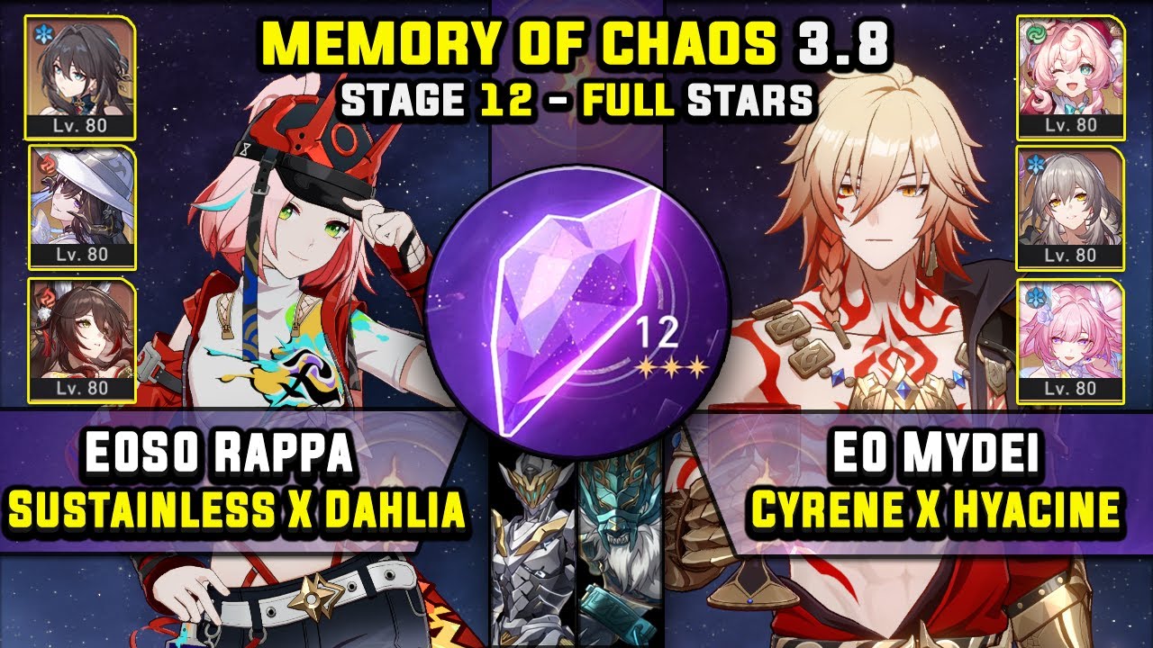 E0 Rappa Carry W/ Dahlia & E0 Mydei Hypercarry (3 Stars) Memory Of Chaos 12 Honkai Star Rail 3.8