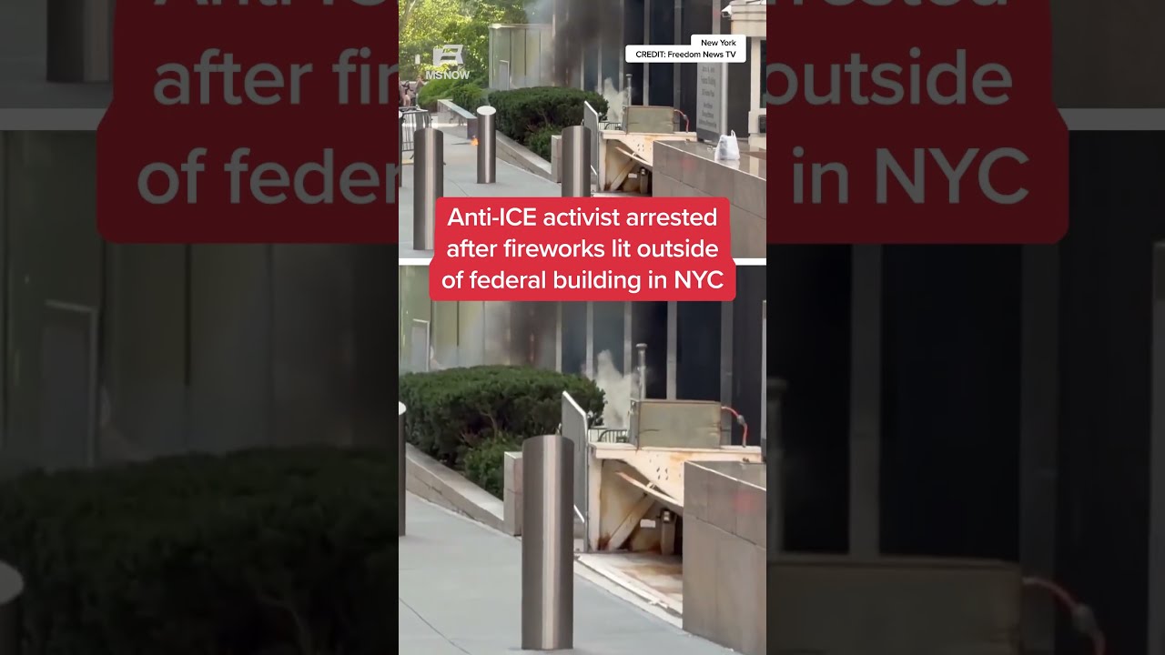 Anti-ICE activist arrested after fireworks lit outside of federal building in NYC