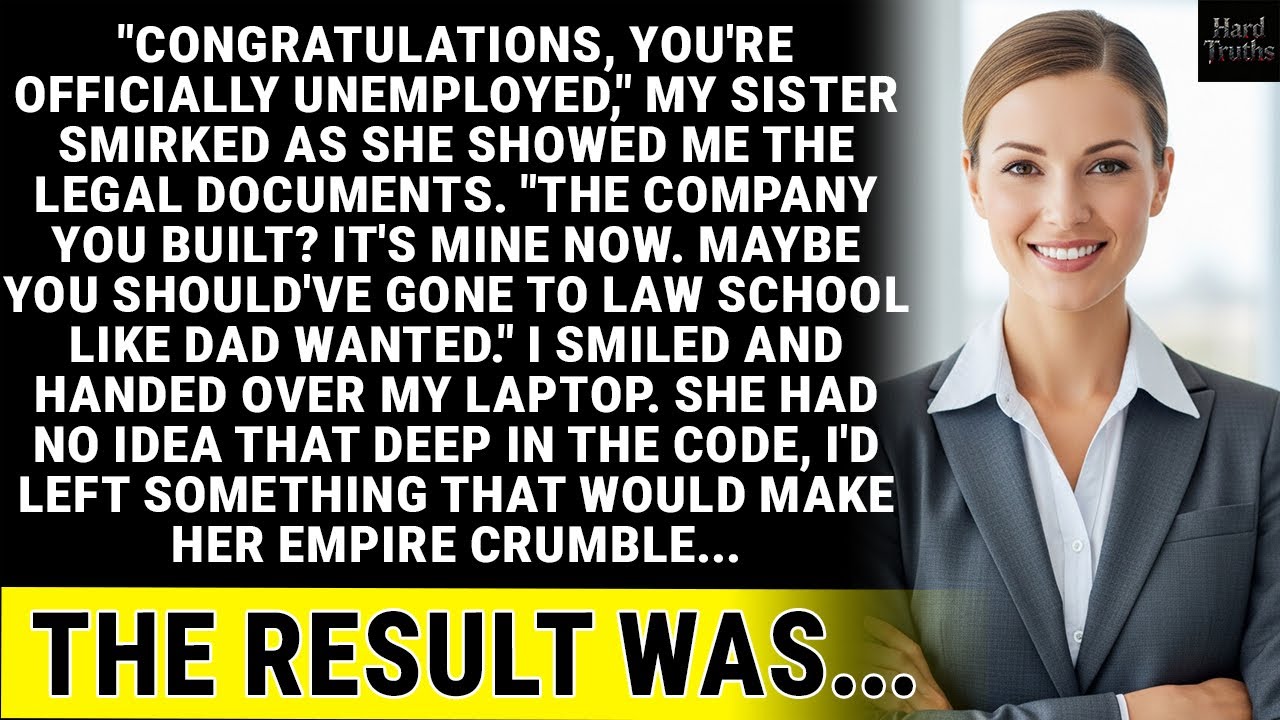 My sister used her legal skills to steal my tech company, but my secret code changed everything.