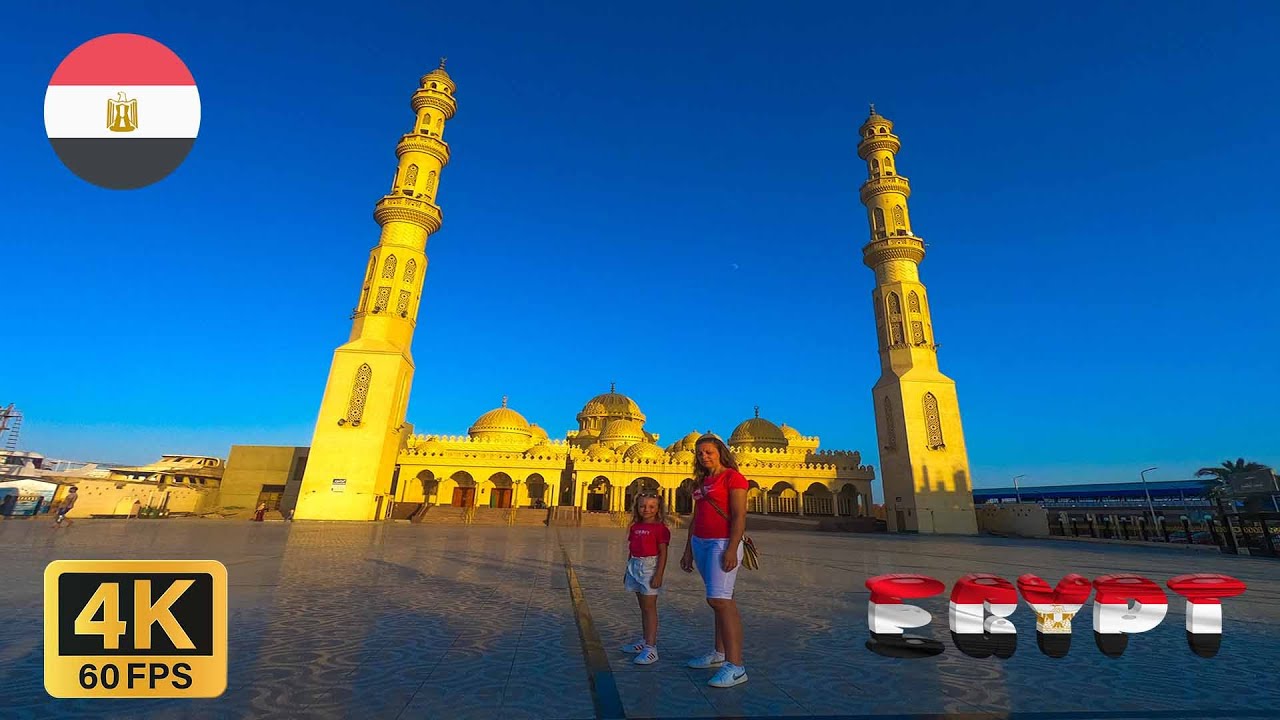 Hurghada marina and Mosque El Mina Masjid