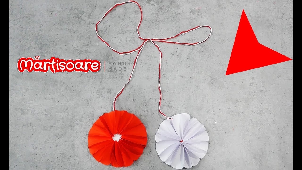 Martisor traditional din hirtie colorata!Floare origami!