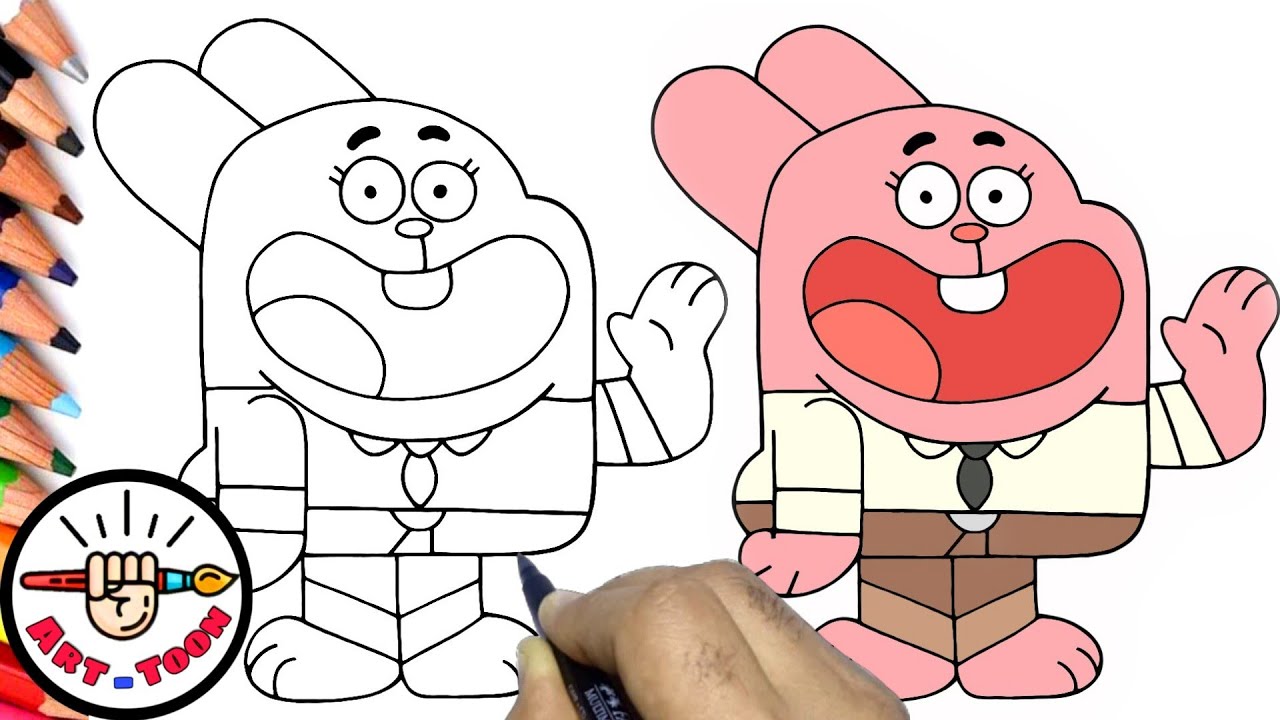 how to draw Richard Watterson from the amazing world of gumball step by step