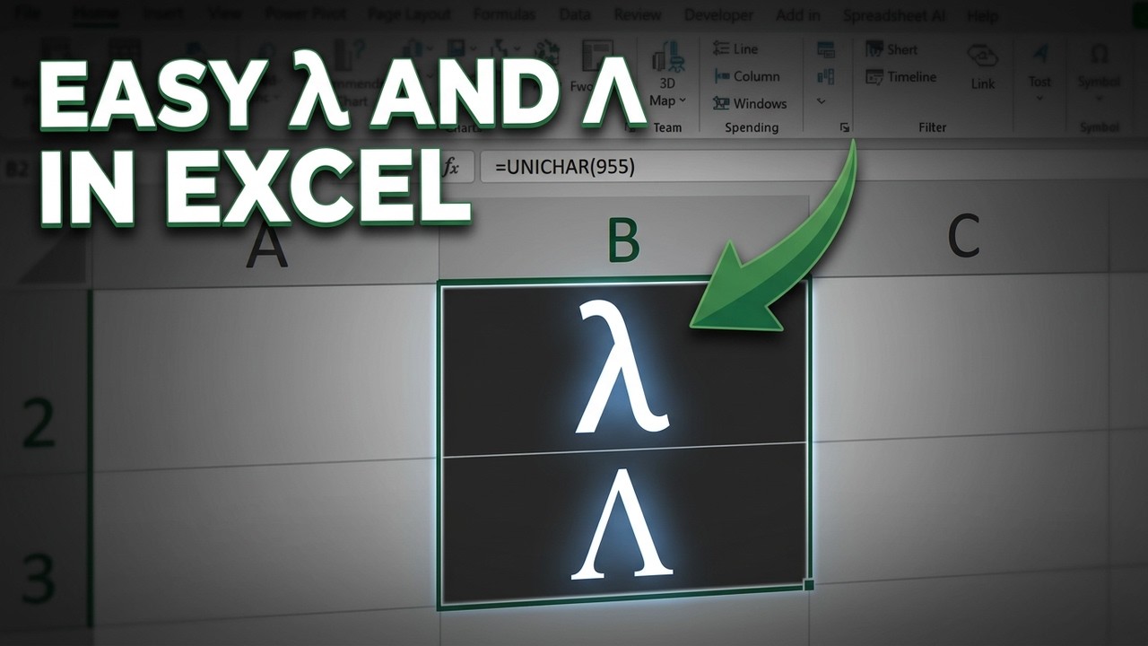 How to insert lambda symbol in Excel | Type Lambda Sign in Excel