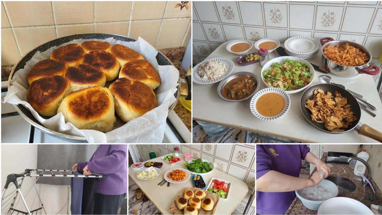 İLK DEFA DENEDİK 👍TAVADA MAYALI POĞAÇA 🥯 RUTİN EV İŞLERİ 🌸 SOHBET 😊   EVDE BİR GÜNÜMÜZ