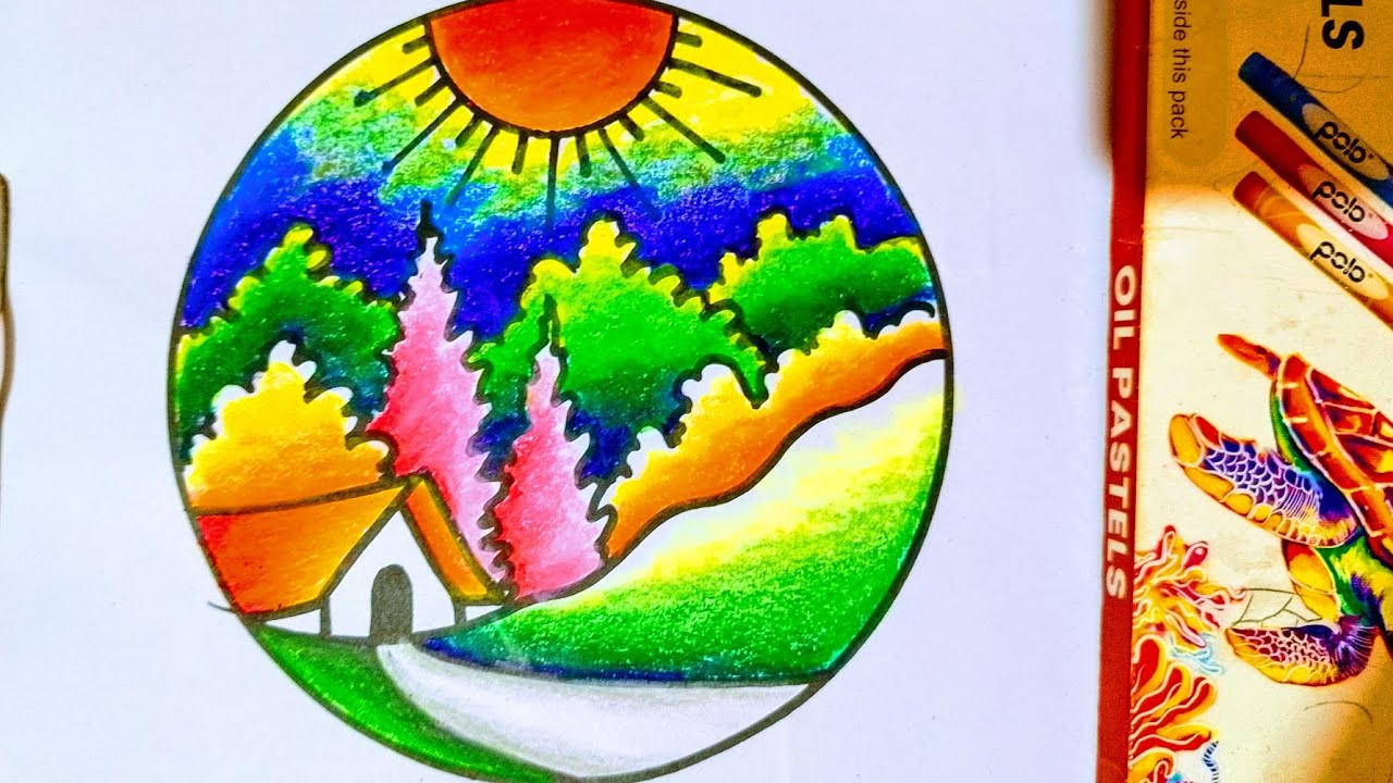 Sunset drawing easy / Beautiful sunset drawing easy 