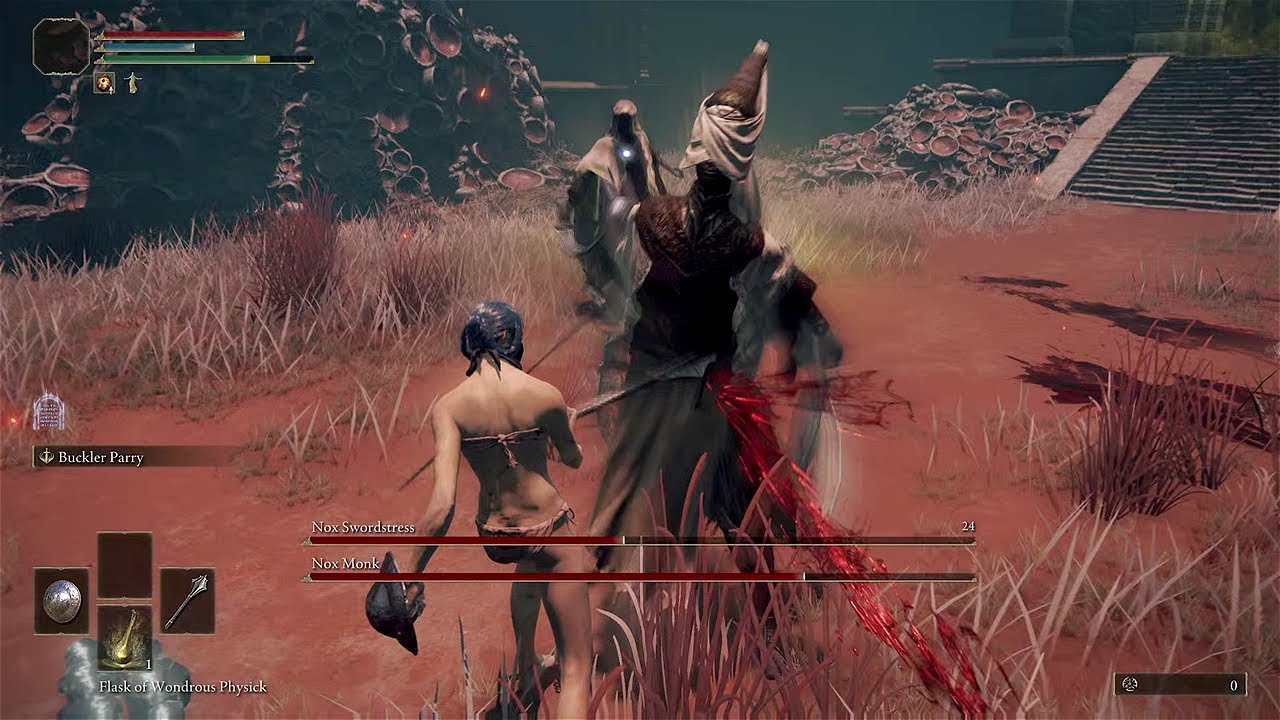 Nox Swordstress & Nox Priest - RL1 solo, [no damage] parry only - Elden Ring