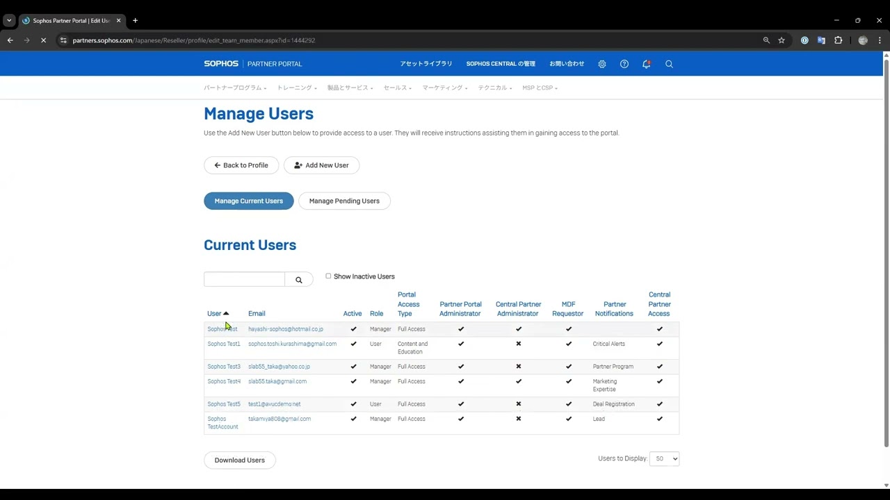 Partner Notifications (パートナー通知) の設定 - Sophos Partner Portal