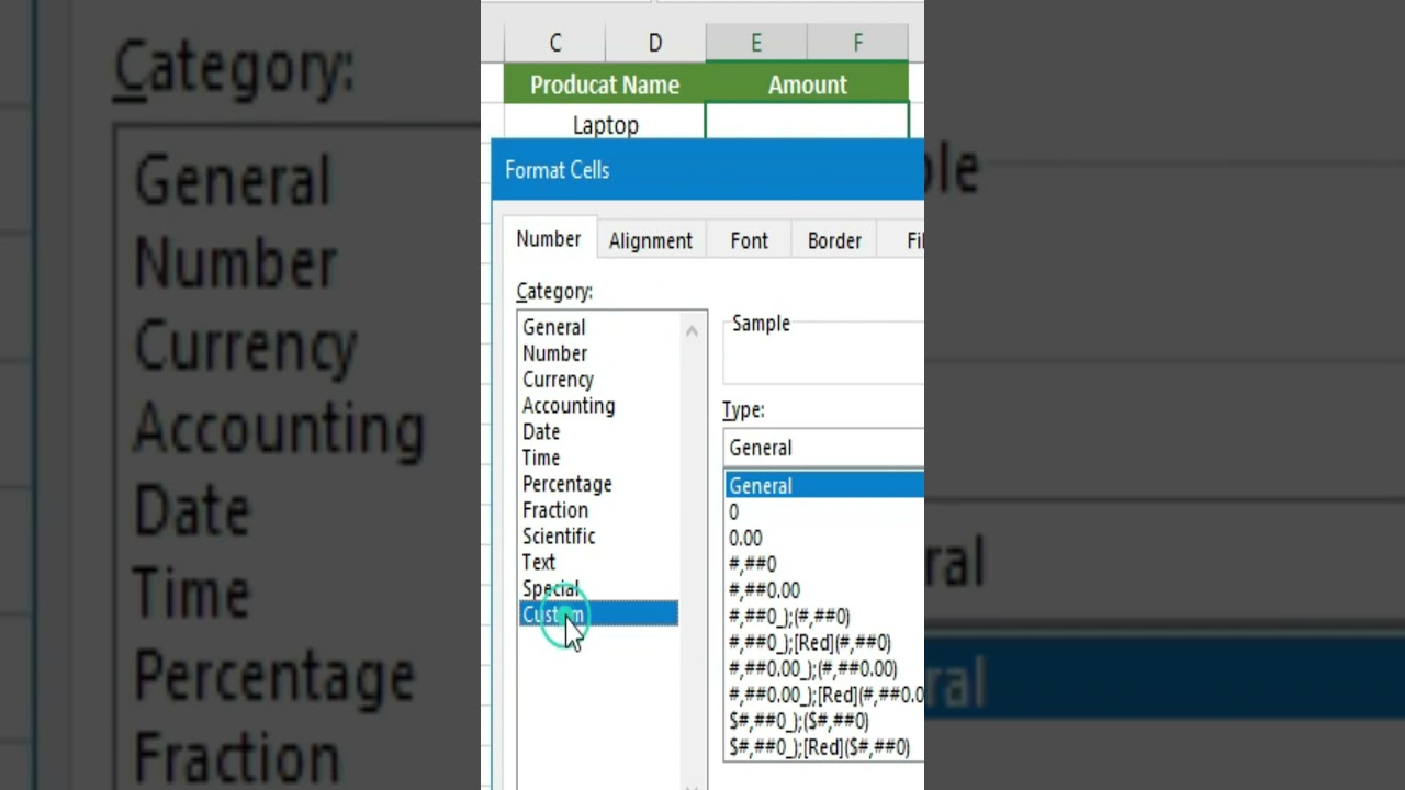 How to Add RS Symbol in Amount In excel