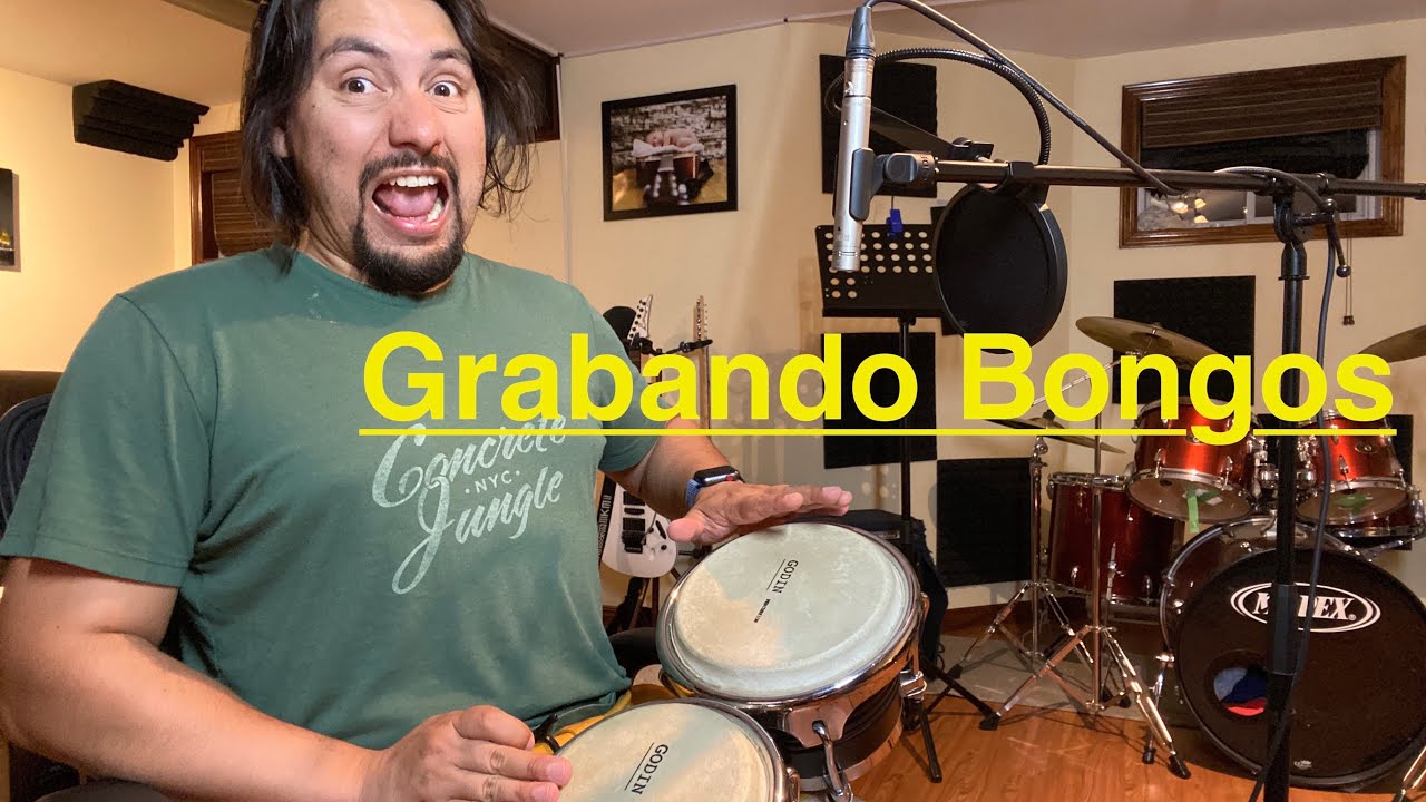 Grabando percusión mono (Bongos) Homestudio Canadá