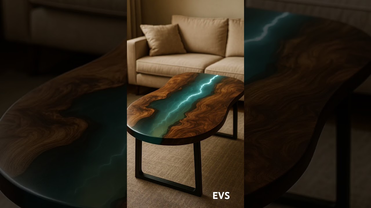 “Journey of Light | Luxury Live Edge Wood and Epoxy Table | 4K Art Piece”