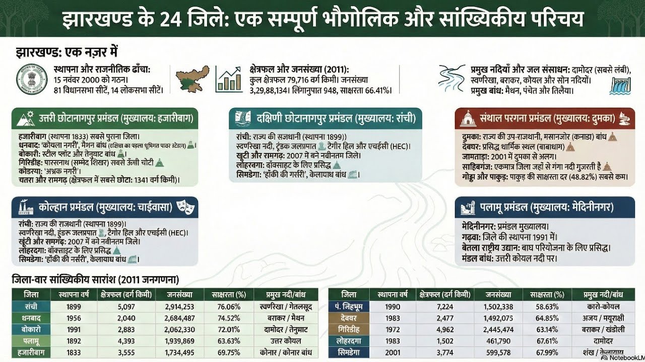झारखंड की स्थापना || झारखंड के 24 जिला || झारखंड के 24 जिलों का नाम