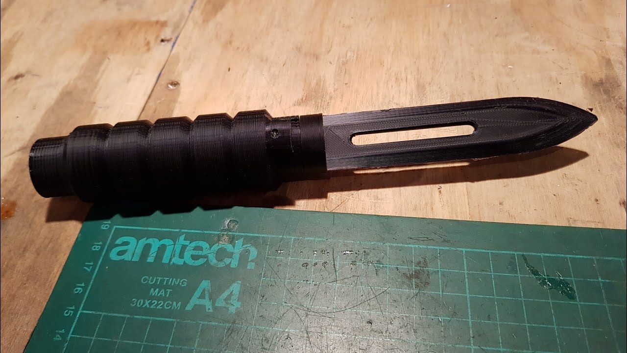 3D PRINTED BALLISTIC KNIFE, AIRSOFT CAPABLE GAME TOOL, CREALITY CR10S PRINTER