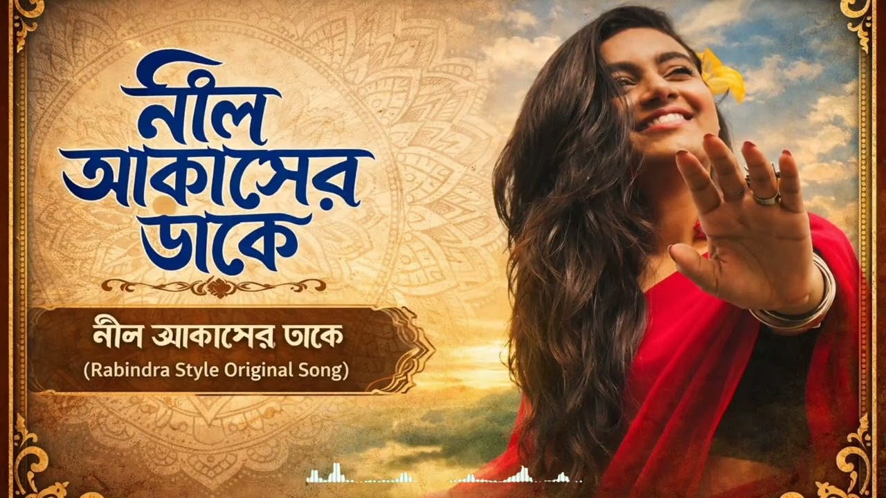 নীল আকাশের ডাকে 🌿 মন ছুঁয়ে যাওয়া বাংলা গান  (lyrics pic from rabindra sangeet)