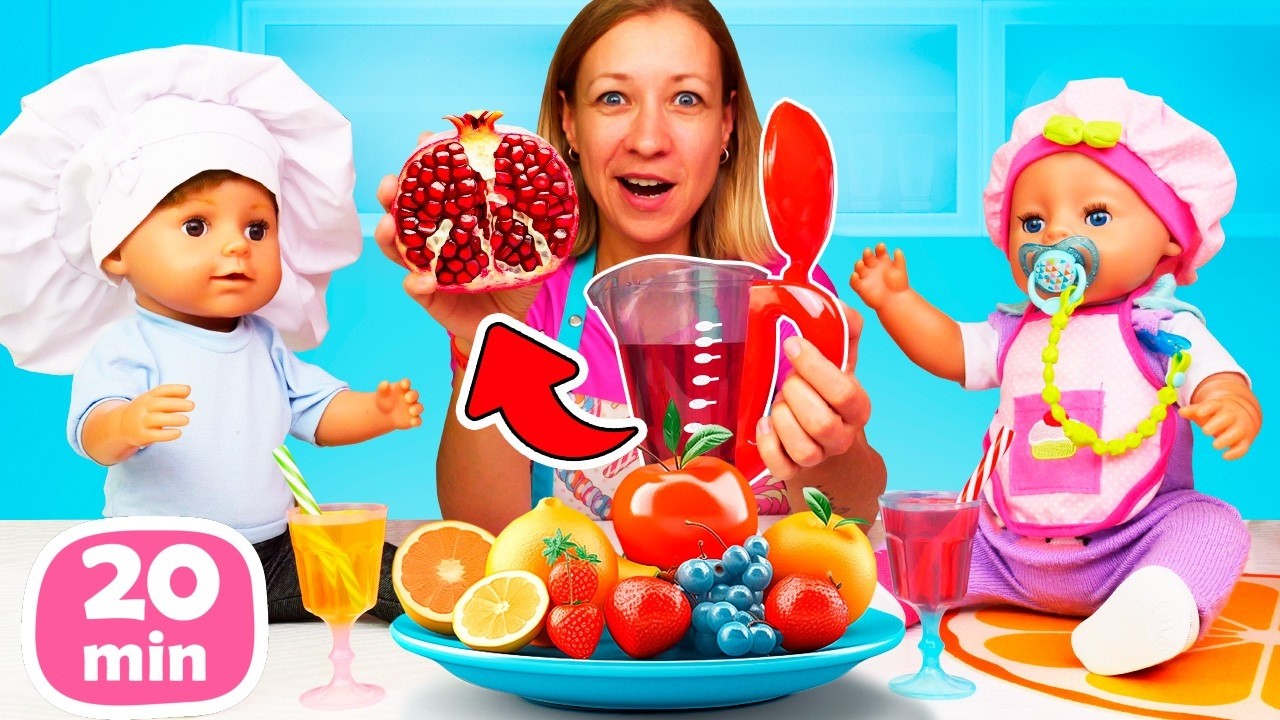 Jeux de cuisine avec un bébé et sa nounou : de la limonade, une soupe et des gaufres belges