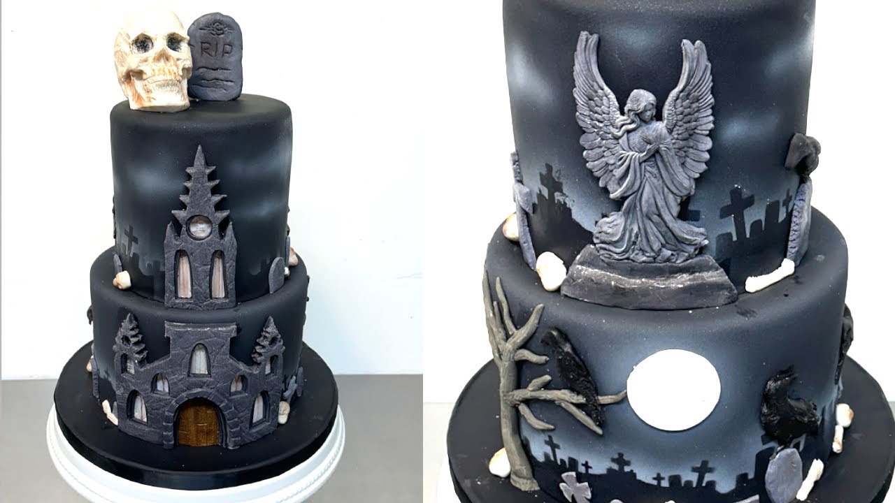 DECORATING an Eerie Halloween Graveyard Cake