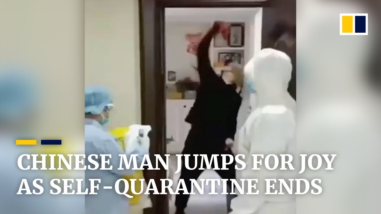 Coronavirus: Chinese man jumps for joy as his 14-day self-quarantine ends