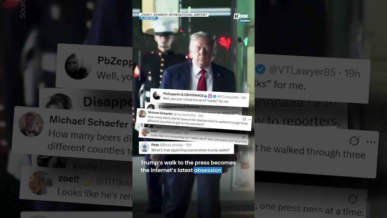 Trump's walk to the reporters has the whole internet talking