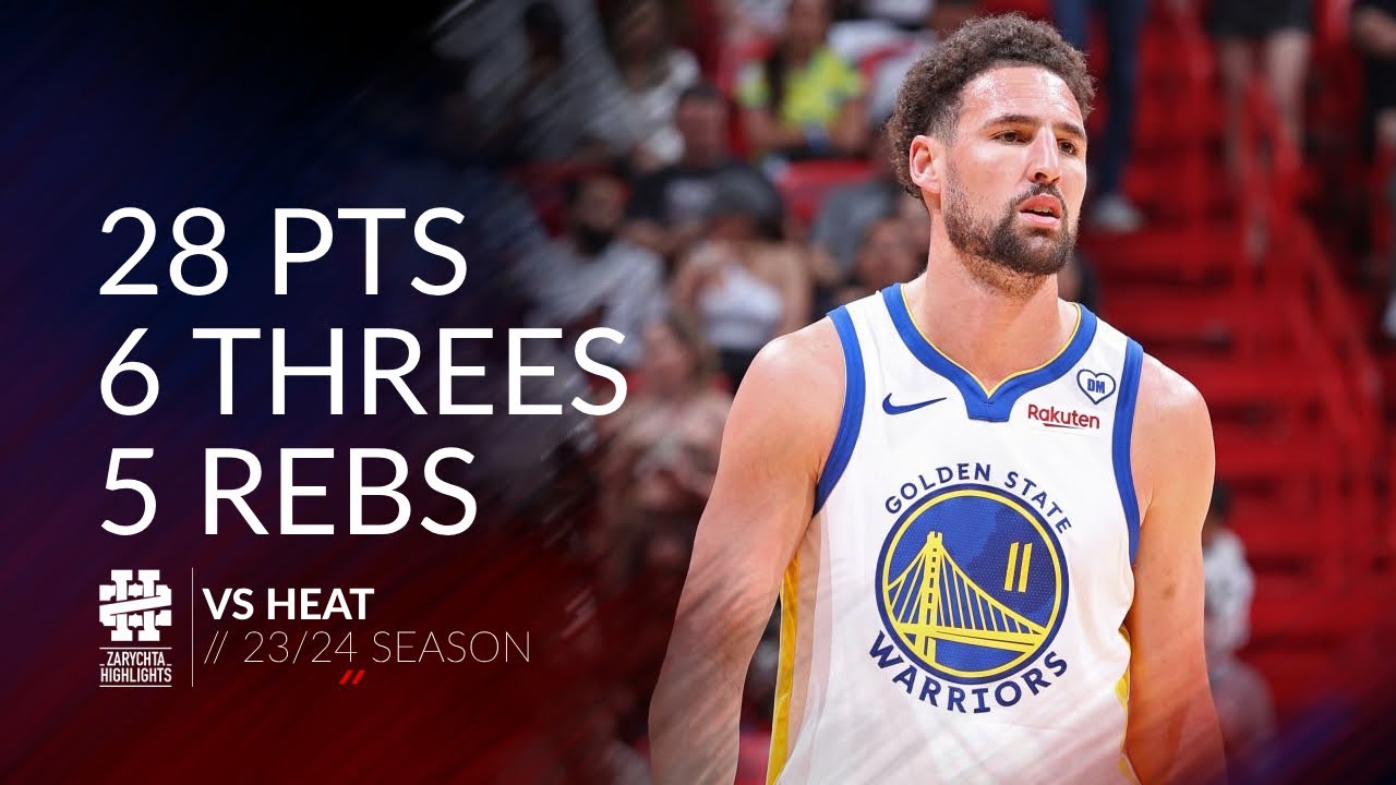 Klay Thompson 28 pts 6 threes 5 rebs vs Heat 23/24 season
