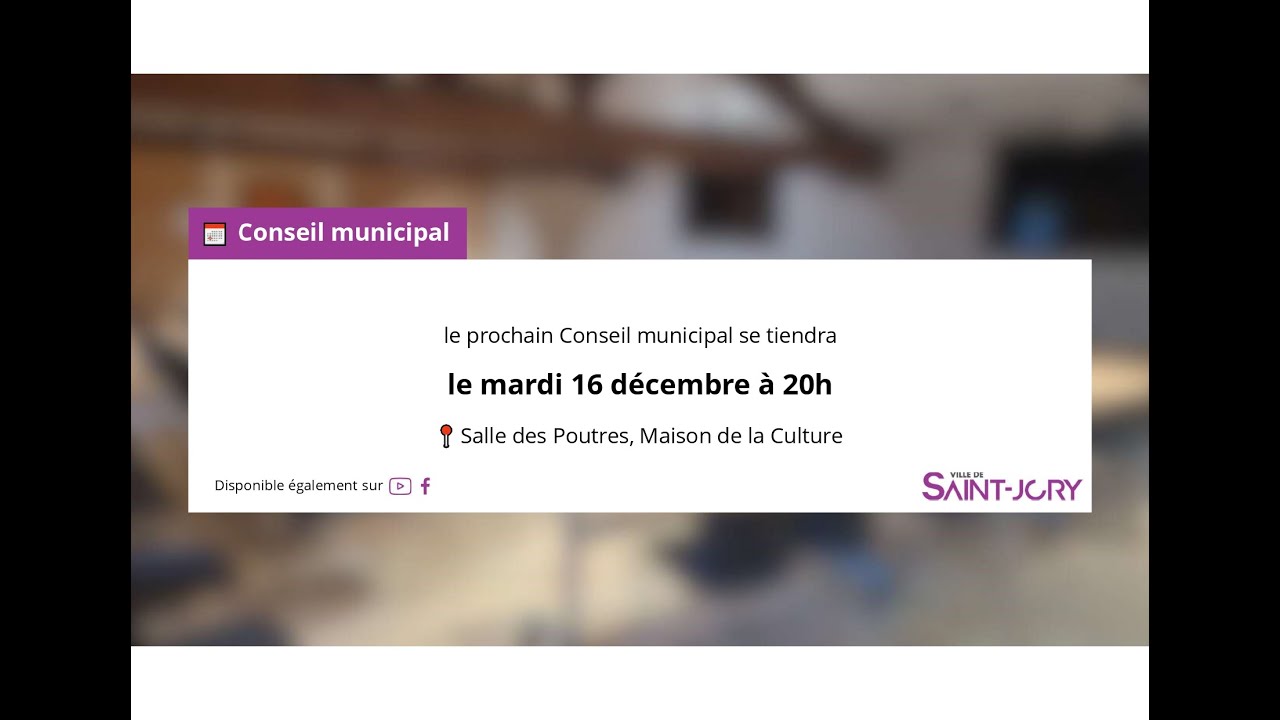 Conseil municipal | Mardi 16 décembre 2025 | Ville de Saint-Jory