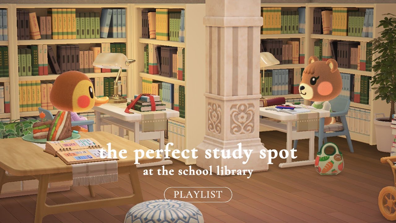 study o'clock: school library 📘🐝 lofi music for focus 집중할 때 듣는 로파이 음악 | acnh 모동숲 あつ森