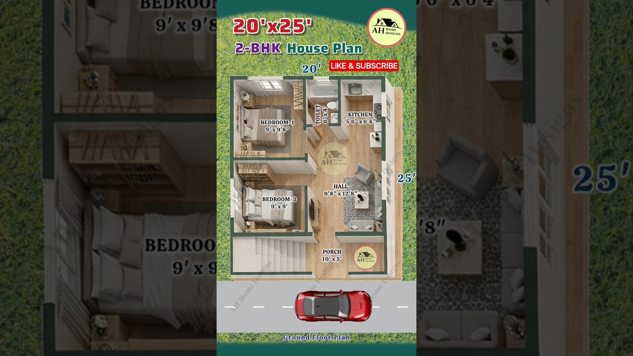 Indiramma House Model | 500 SFT | 20x25 House Plan | 20*25 Home Plan | #houseplan #telangana #shorts