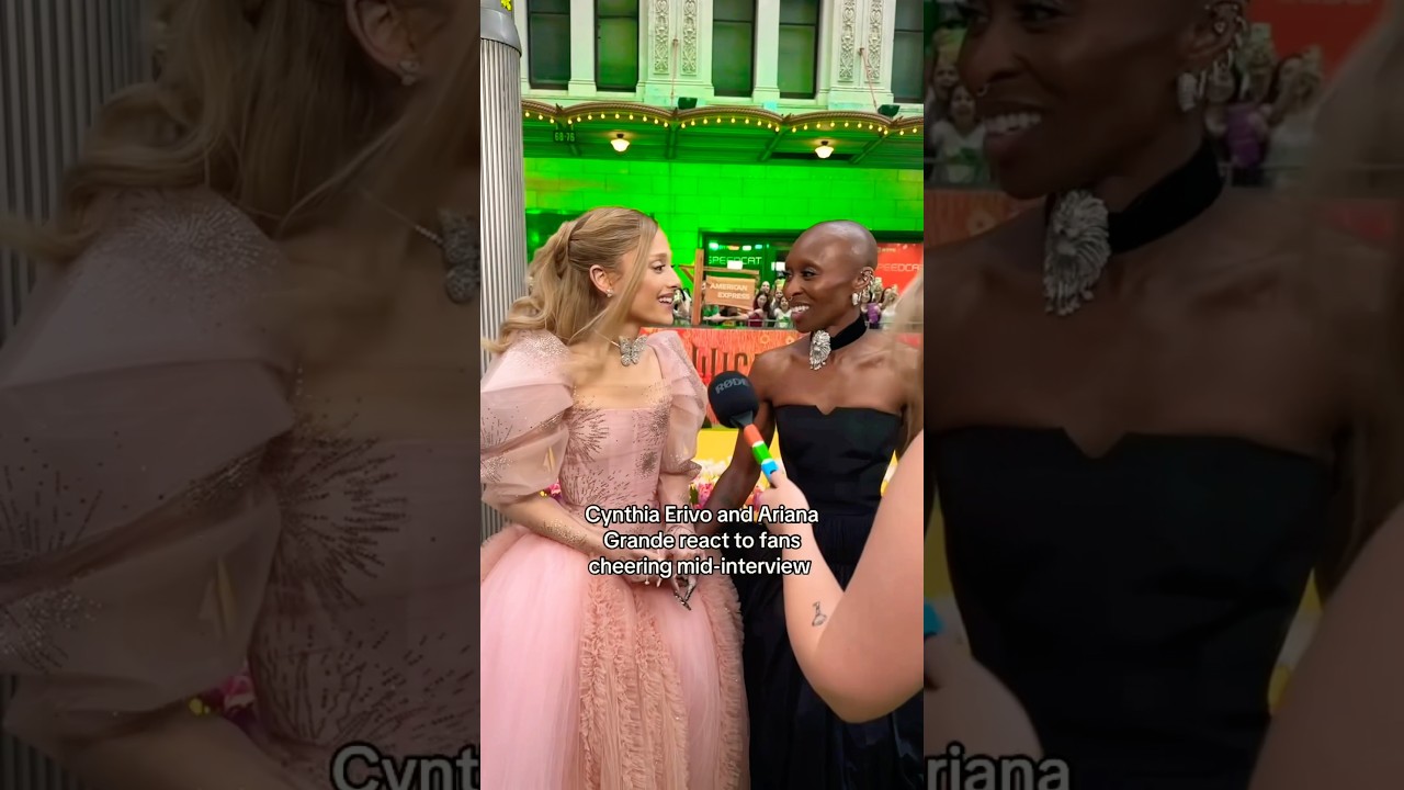 Ariana Grande and Cynthia Erivo messing with fans at Wicked premiere 😂 #shorts #arianagrande