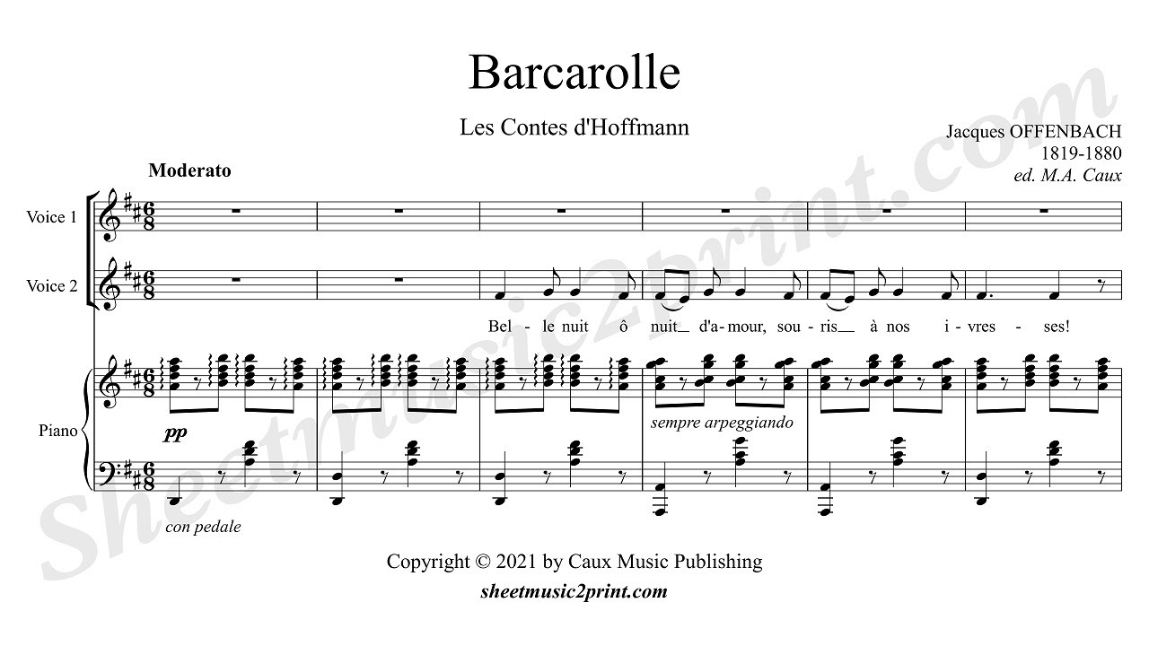 Belle nuit d'amour - Vocal duet and piano