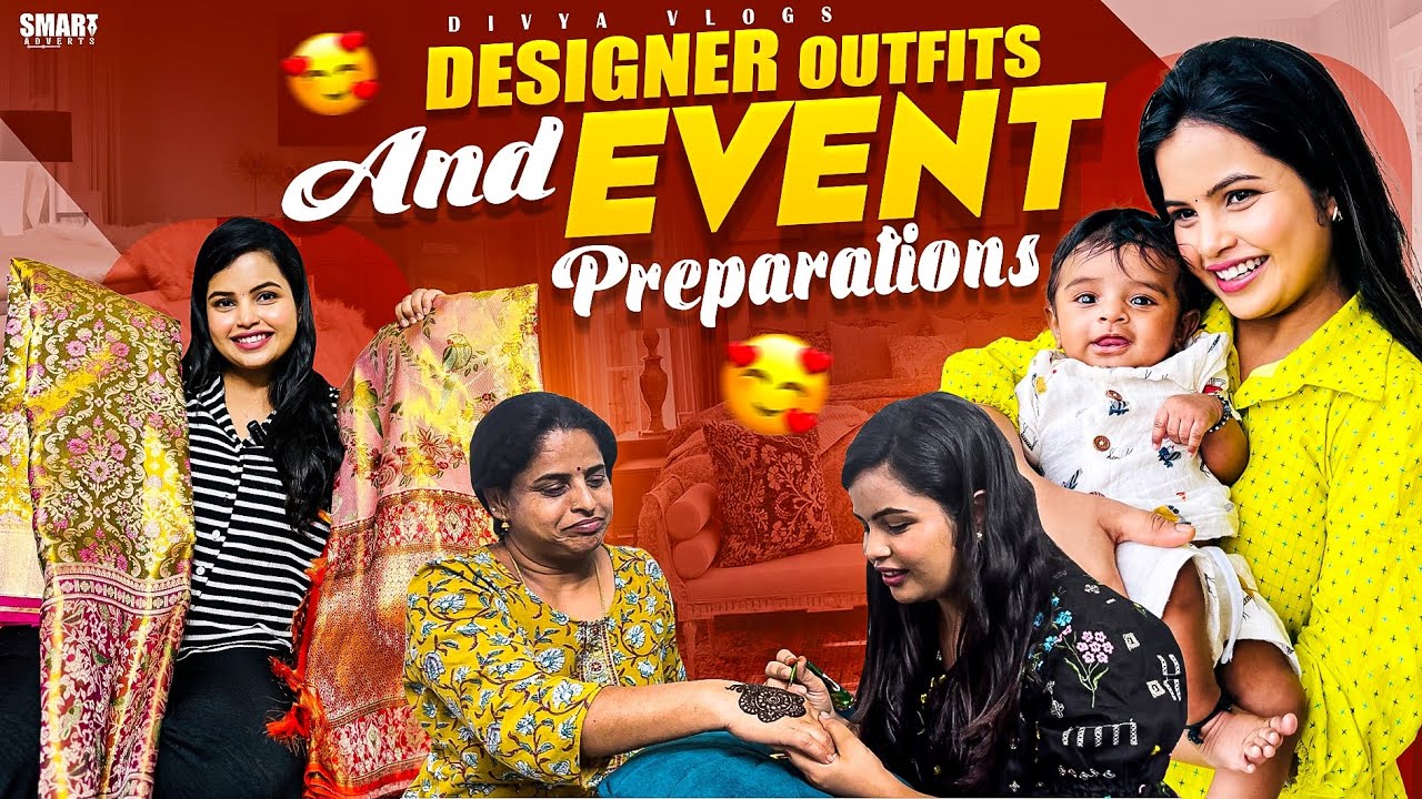 Designer Saree With Maharani Dupatta || Preparations for Event | Family Outfits | Divya Vlog ❤️