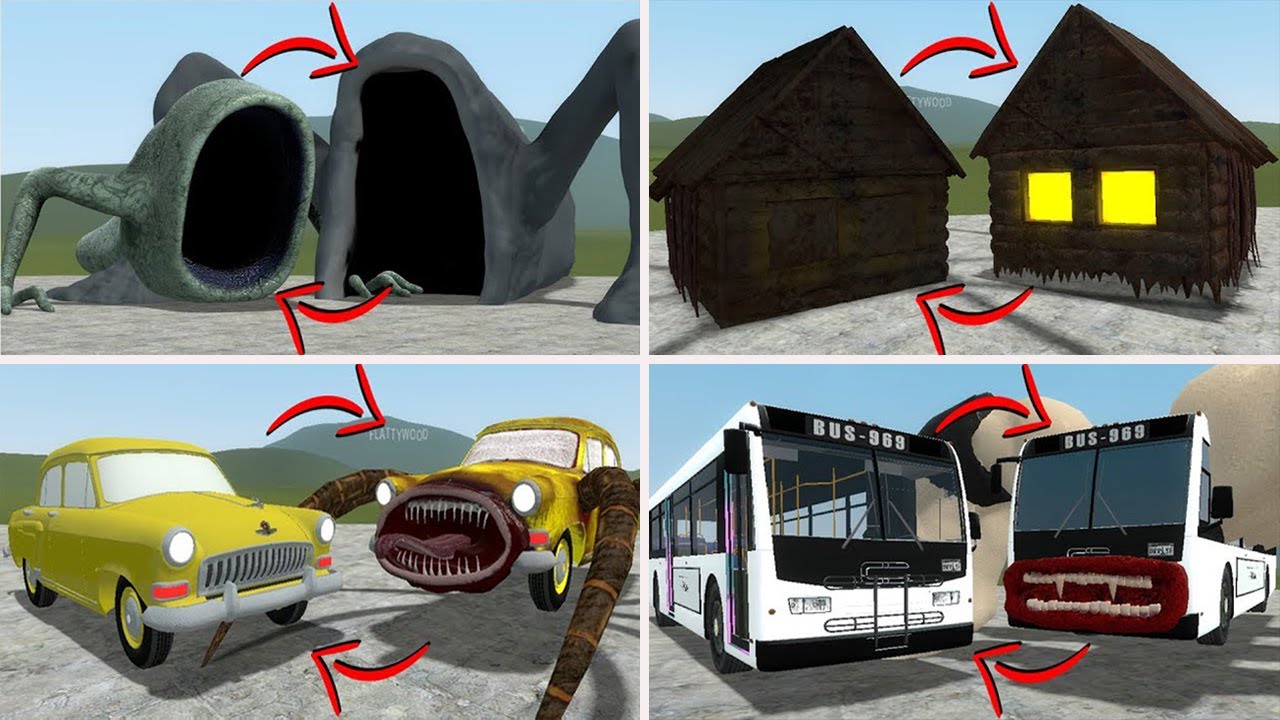 EVERYTHING TURNED INTO MONSTERS: THE BLOOP, BUS EATER BUILDER VS ALL TREVOR HENDERSON BATTLE In GMOD