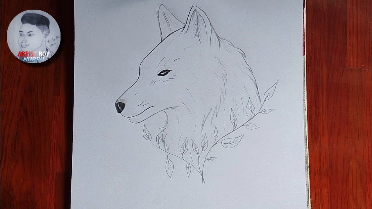 How to draw a Wolf with Leaves | Easy wolf sketch lesson (Step-by-step)