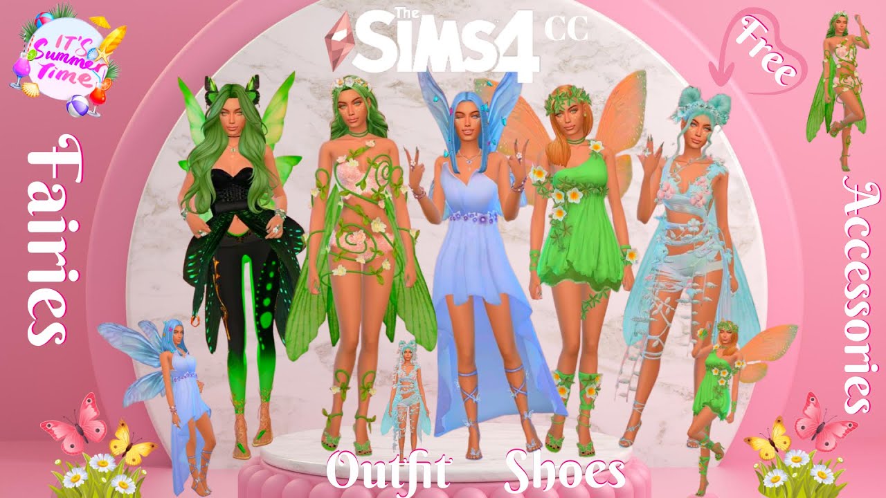 The Sims 4 CC Review 🦋 Fairy Outfits & Shoes & Accessories 🦋 Enchanted by Nature 🧚🏻Fairies by Pinki