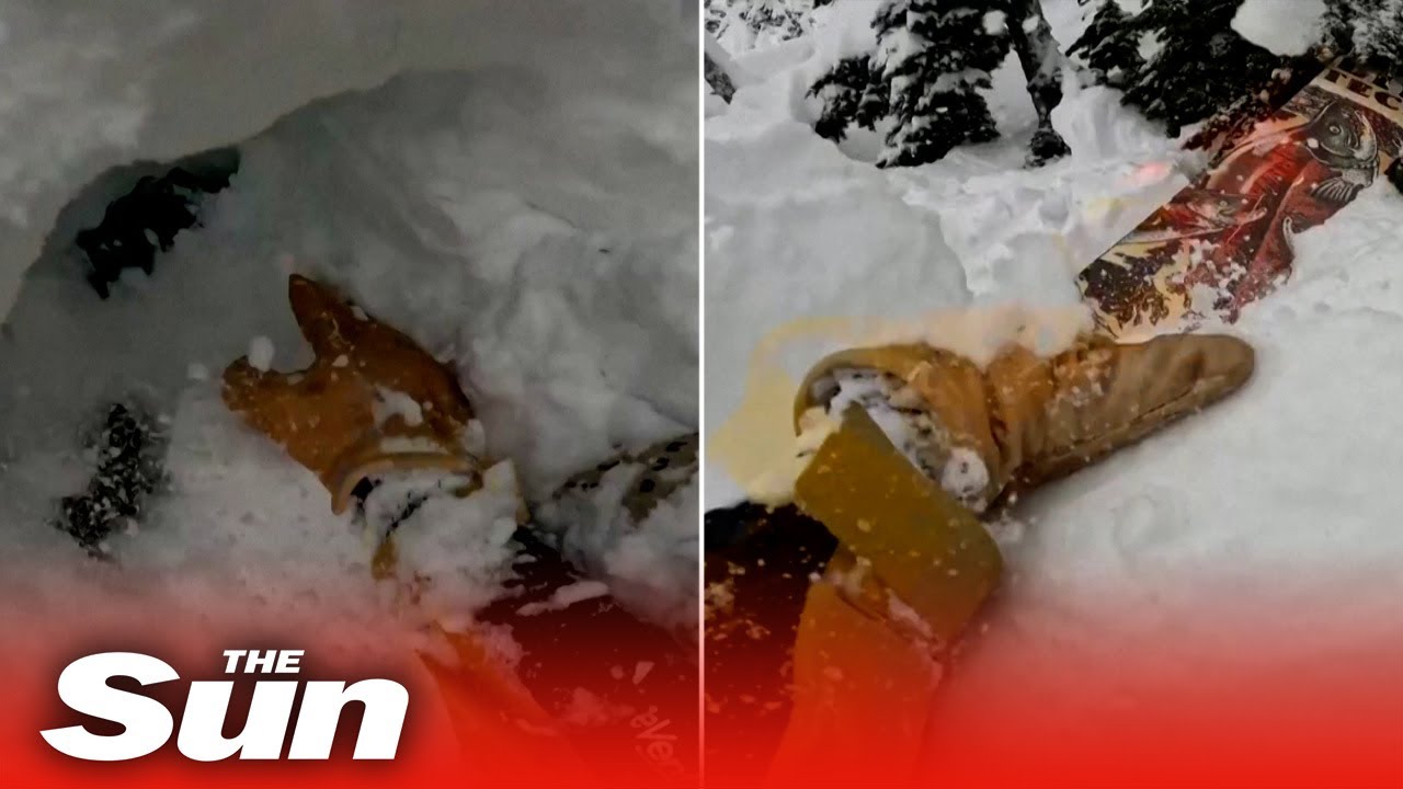 Skier races against the clock to dig out snowboarder buried head first under snow