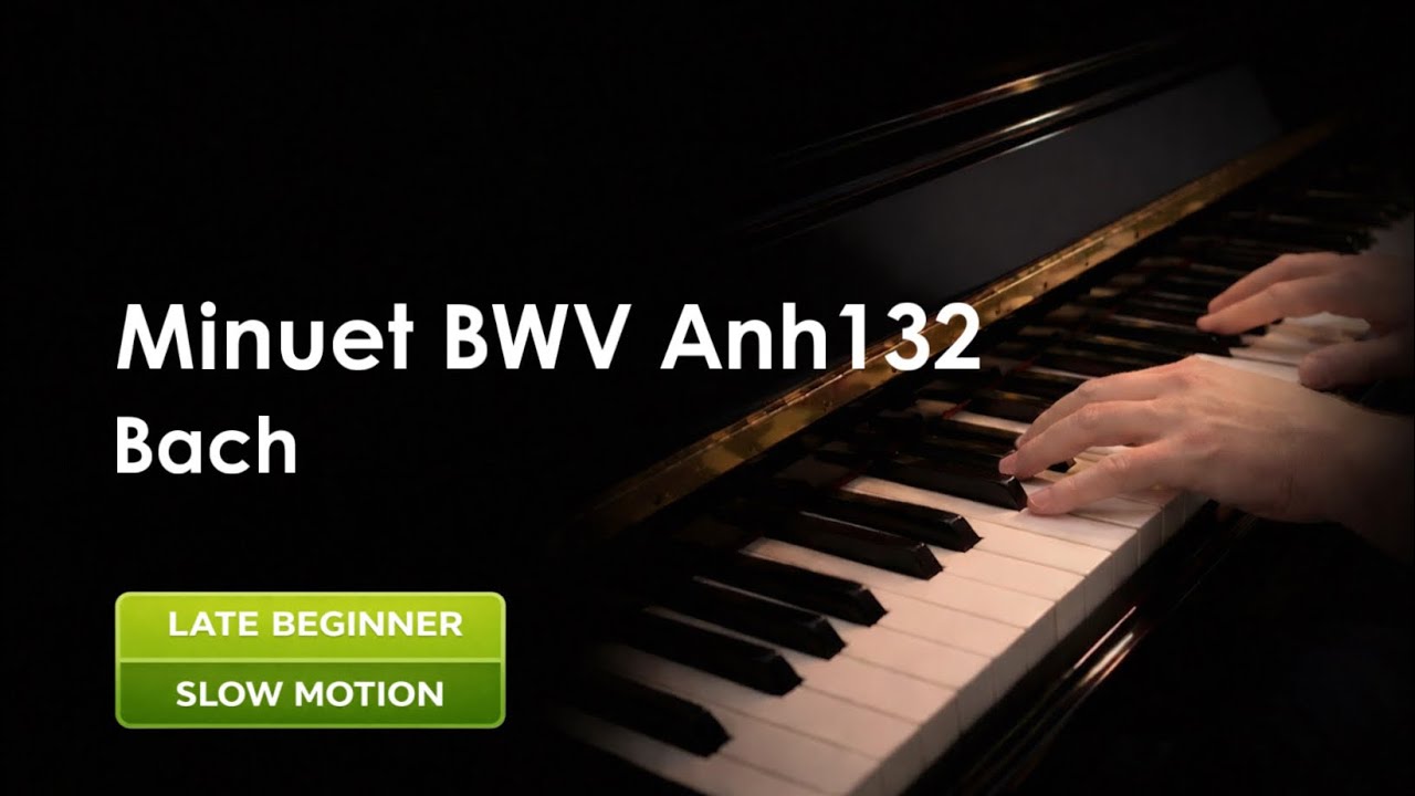 J. S. Bach: Minuet D Minor, BWV Anh. 132, Slow Motion Piano Tutorial