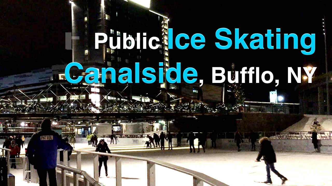 Ice Skating at Canalside, Buffalo, NY at night