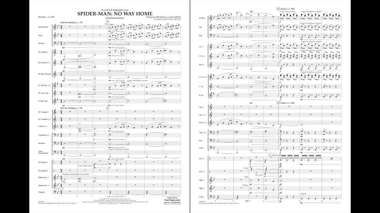 Soundtrack Highlights from Spider-Man: No Way Home by Michael G. Giacchino/arr. Michael Brown