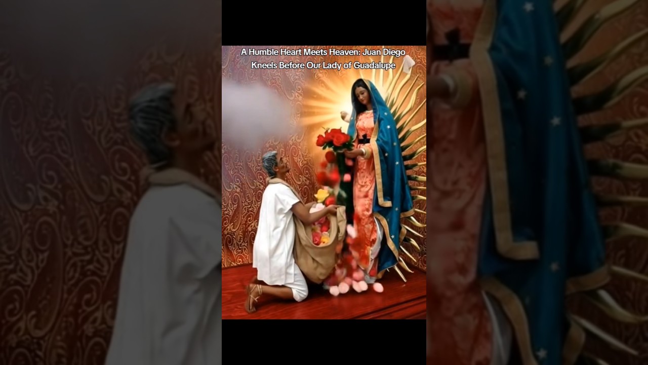 🕊✝️A Humble Heart Meets Heaven: Juan Diego Kneels Before Our Lady of Guadalupe✝️🕊