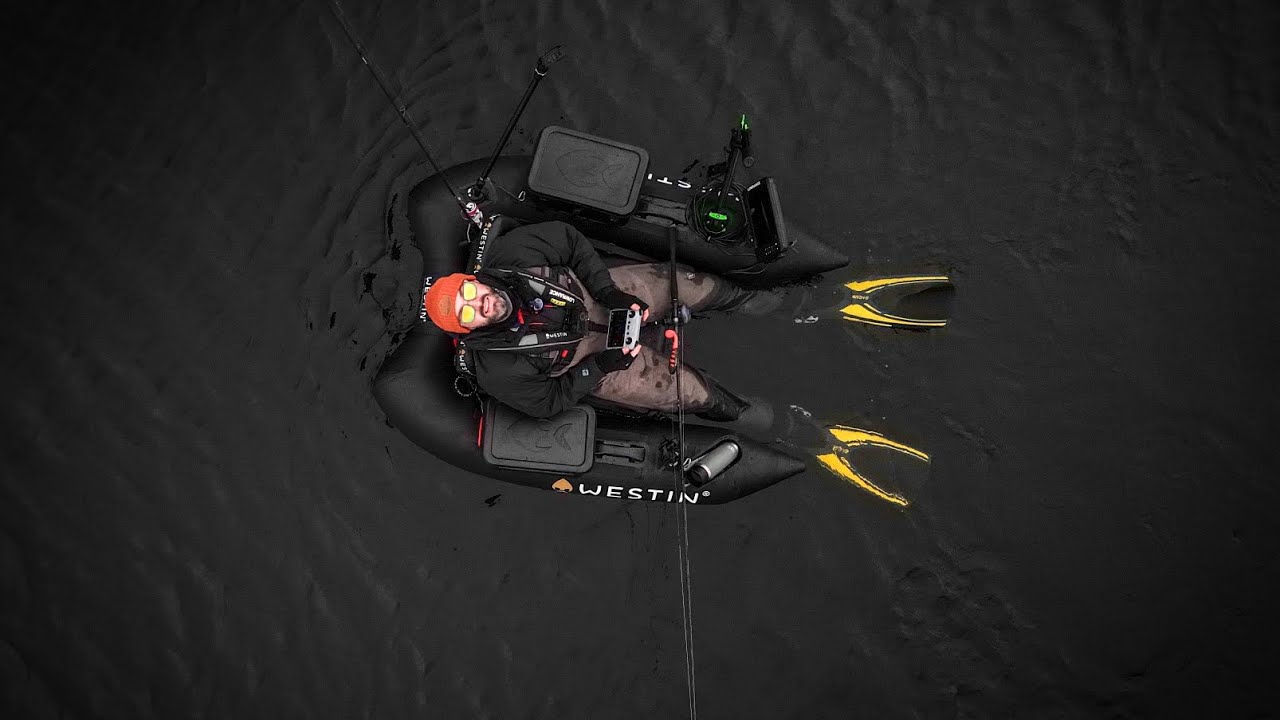 new westin w6 belly boat & lowrance eagle eye sonar pike fishing Freddie Irvine angling railblaza