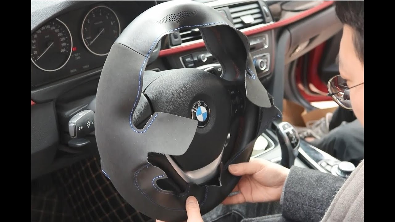 MEWANT--- for BMW F30 320i 2013 Hand Stitch Car Steering Wheel Installing