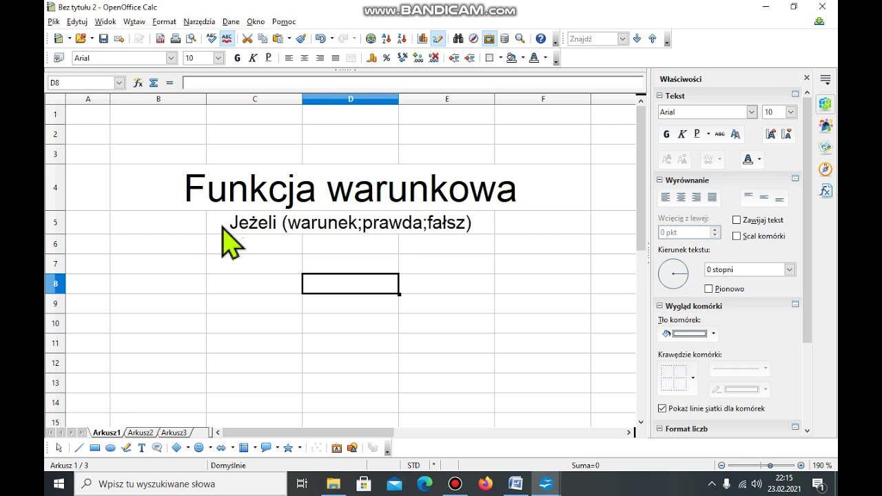 SP2 Nysa - Open Office - Arkusz kalkulacyjny - Funkcja warunkowa - Jeżeli()