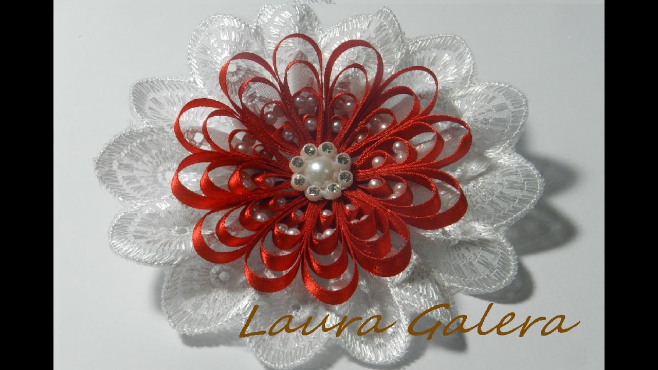 Increiblemente fácil de hacer con tecnica del peine, no te lo pierdas!!! Ribbons flower diy !!!