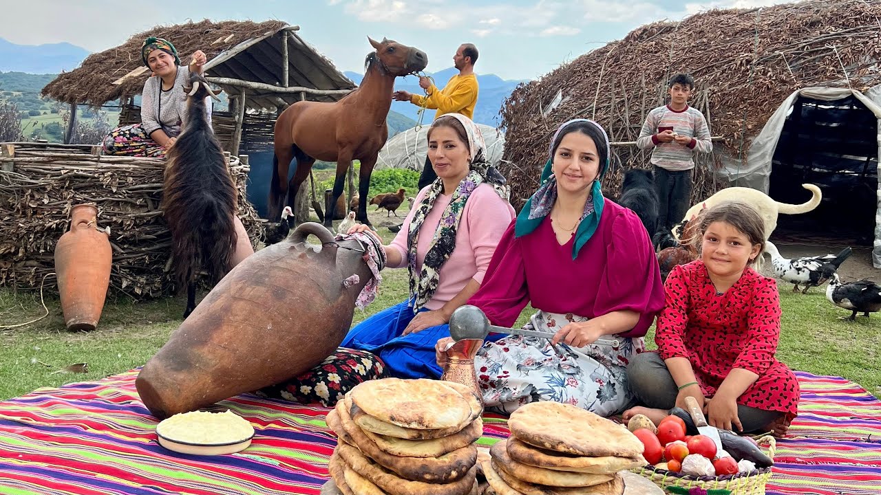 Nomadic Life in Northern Iran | Milking Cows, Making Butter & Cheese, and Cooking Dinner