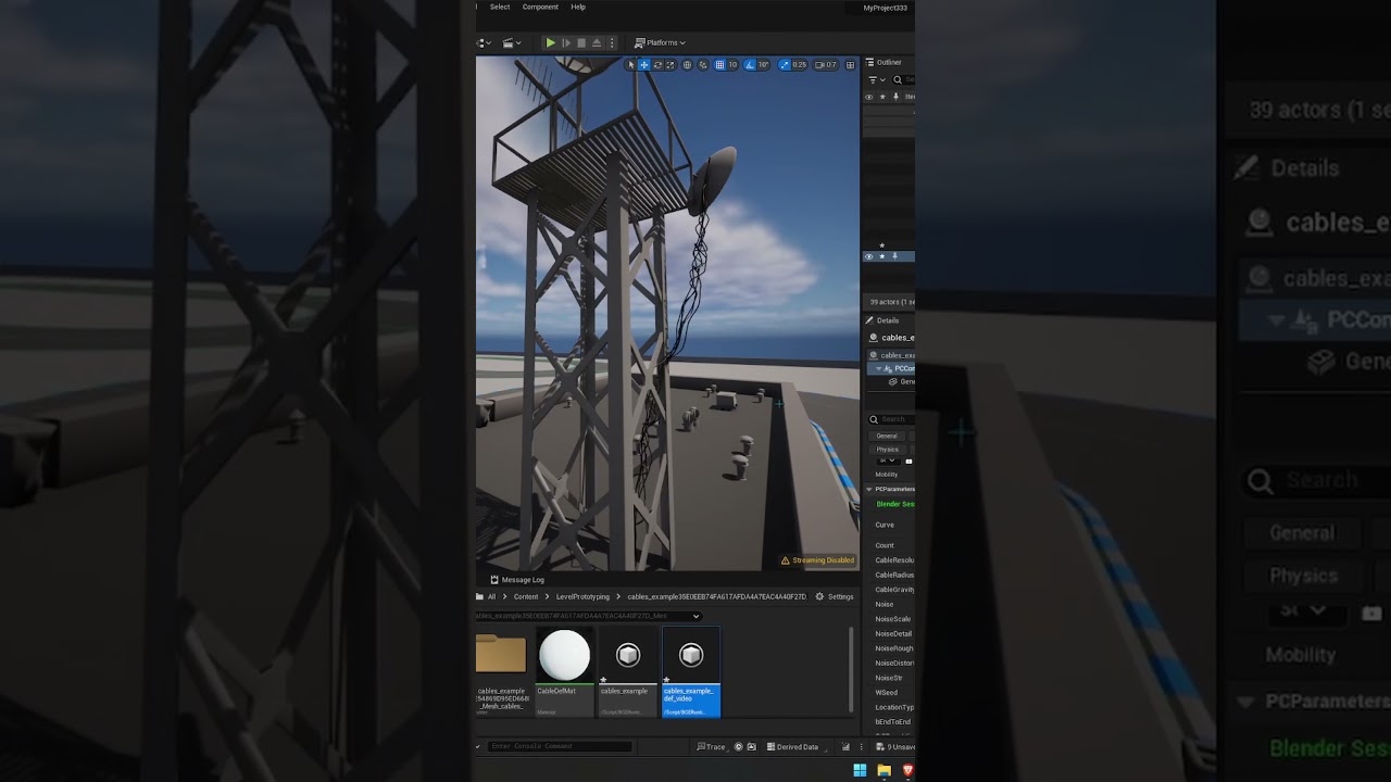 Unreal 5 With Blender Geometry Nodes - Procedural Workflow - Cables Showcase [BGE][Short]