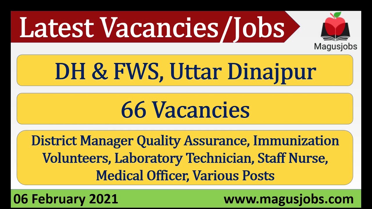 District Health & Family Welfare Samiti, Uttar Dinajpur | 66 Vacancies | Recruitment 2021
