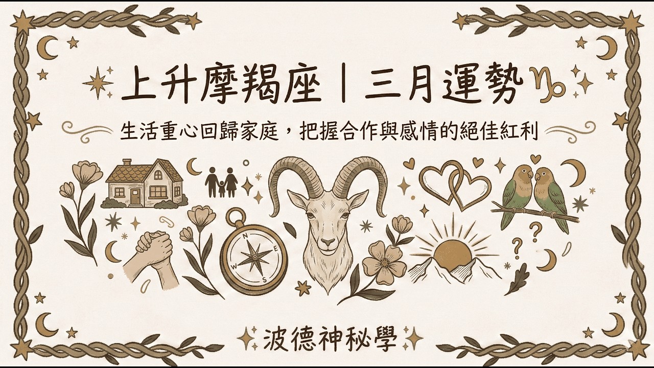 上升摩羯座2026/3月運勢解析｜生活重心回歸家庭，把握合作與感情的絕佳紅利