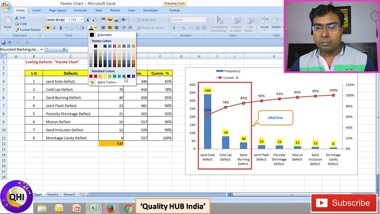 How to Create Pareto Chart in Excel | Problem Solving Tool (English)