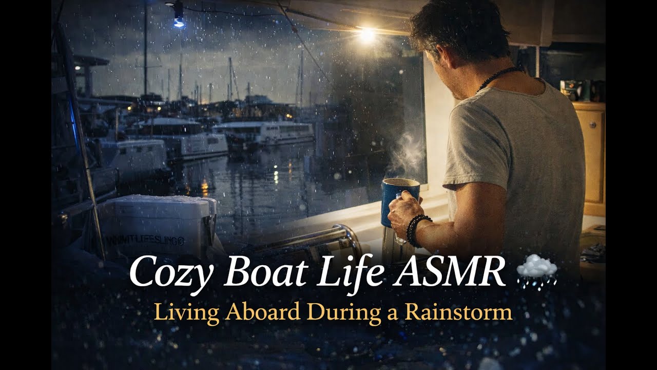 Cozy Boat Life ASMR | Living Aboard During a Rainstorm
